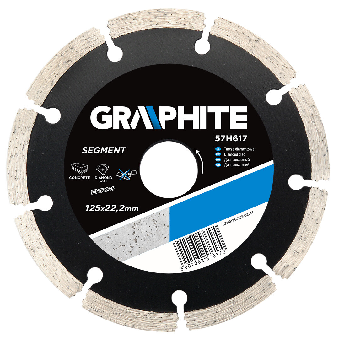 GRAPHITE Diamantový kotúč, 125 22.2 mm, segmentový 57H617