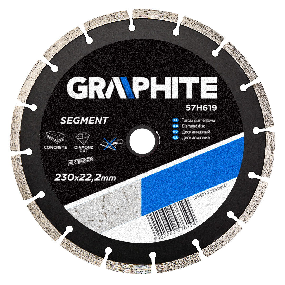 GRAPHITE Diamantový kotúč, 230 22.2 mm, segmentový 57H619
