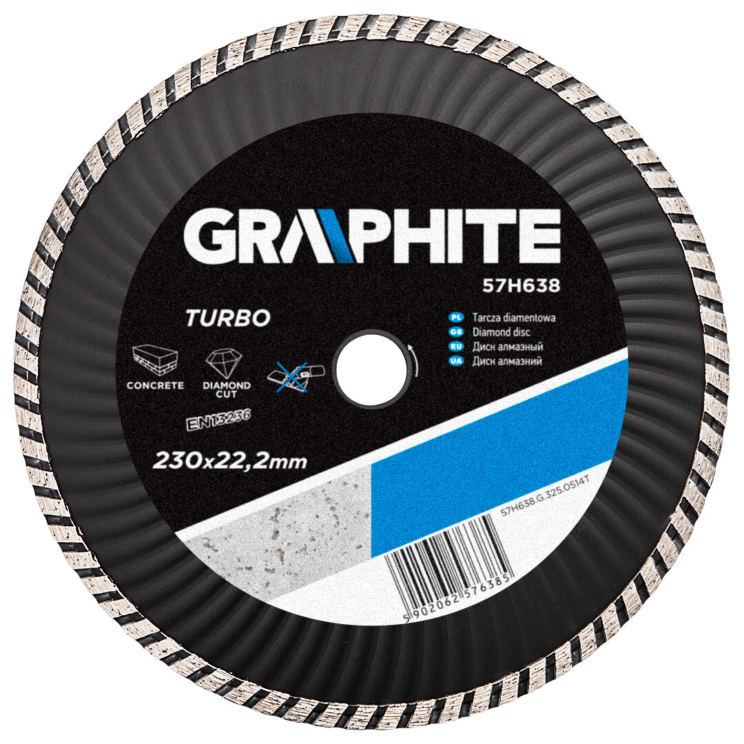 GRAPHITE Diamantový kotúč, 230 22.2 mm, Turbo keramika 57H638