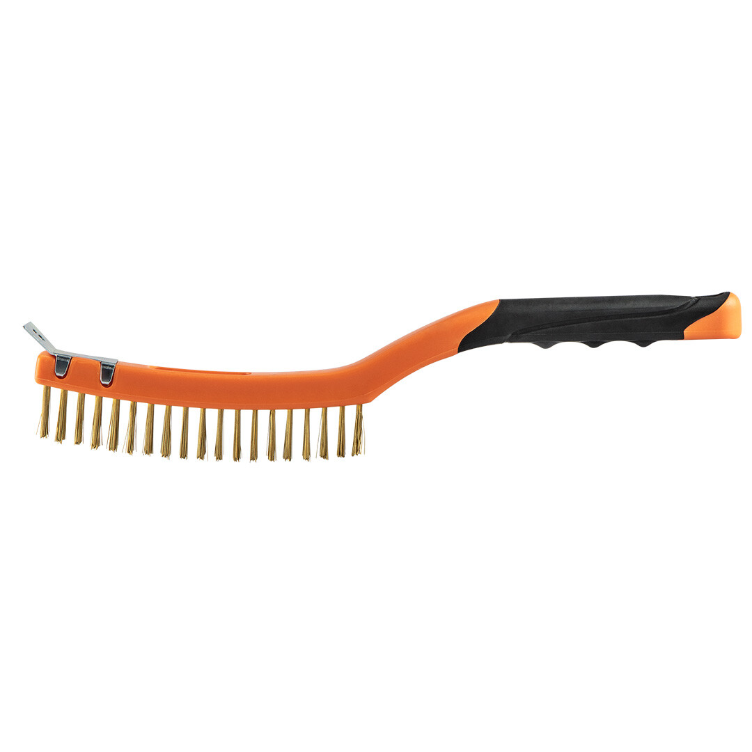NEO TOOLS Drôtená kefa, mosadzný drôt, 3x19 jednotlivých radov, so škrabkou 39-032