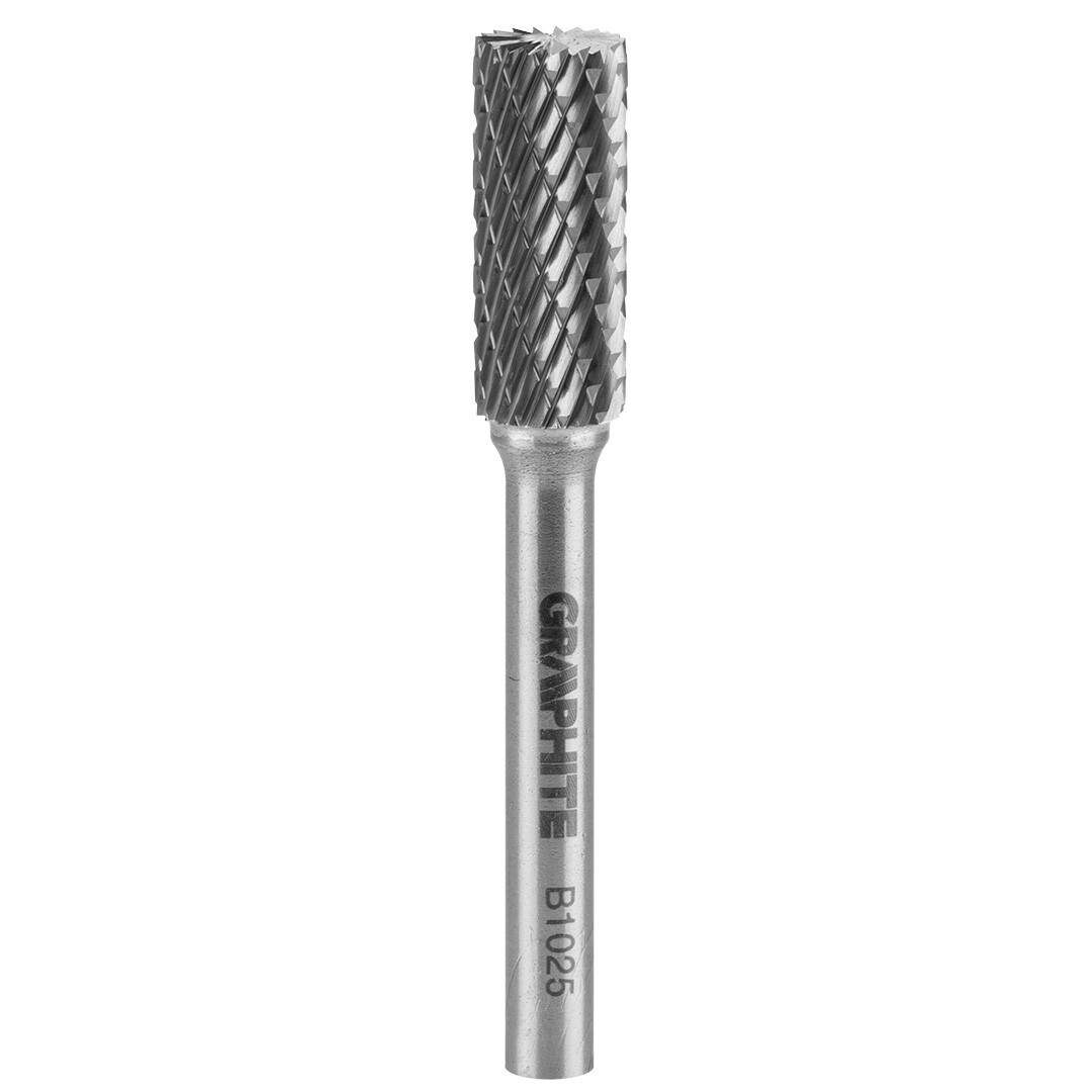 GRAPHITE Fréza na kov HM, typ B (valcová s hornými frézami), 10 x 25 mm, stopka 6 x 45 mm 55H357