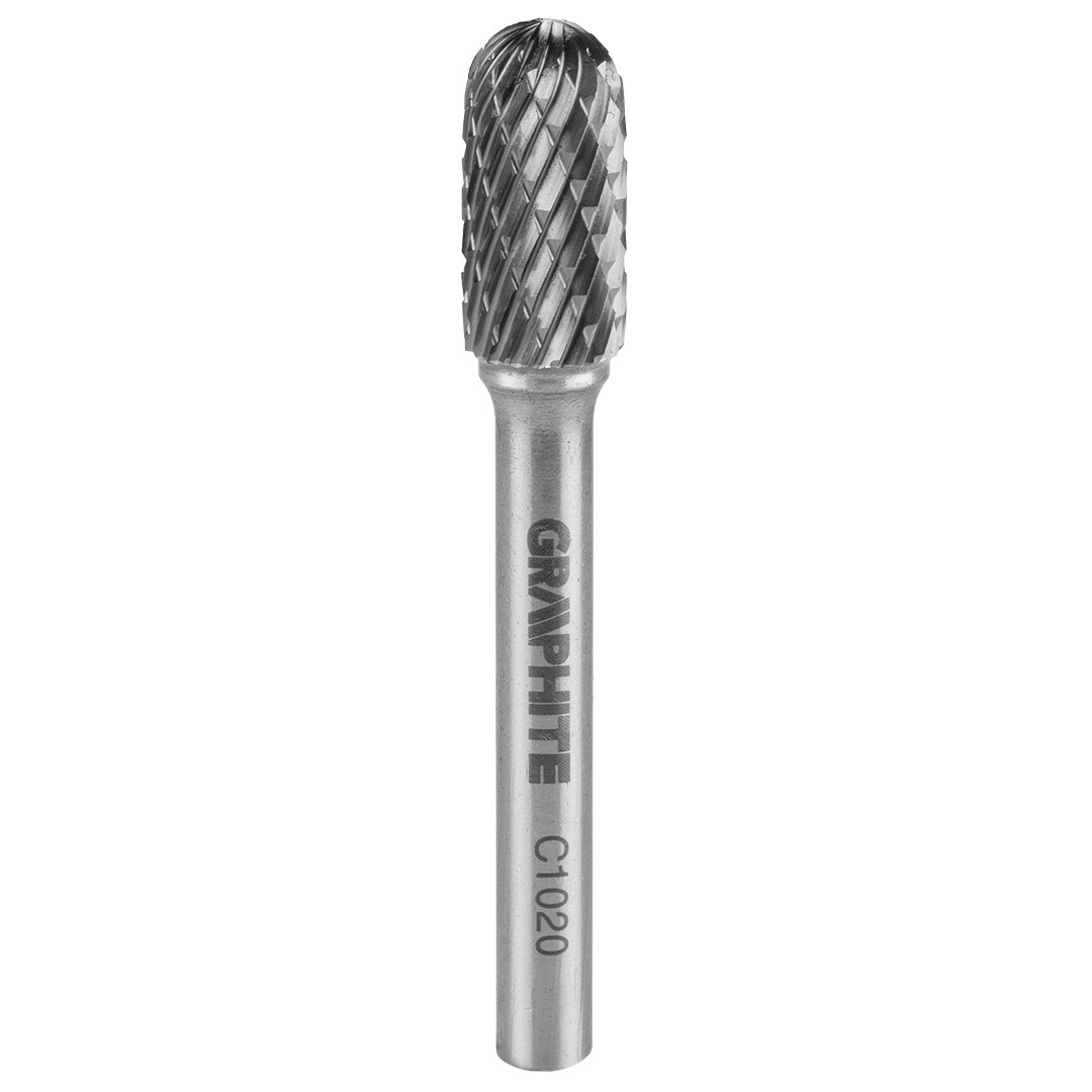 GRAPHITE HM fréza na kov typ C (valcová so zaoblenými hranami), 10 x 20 mm, stopka 6 x 45 mm 55H360