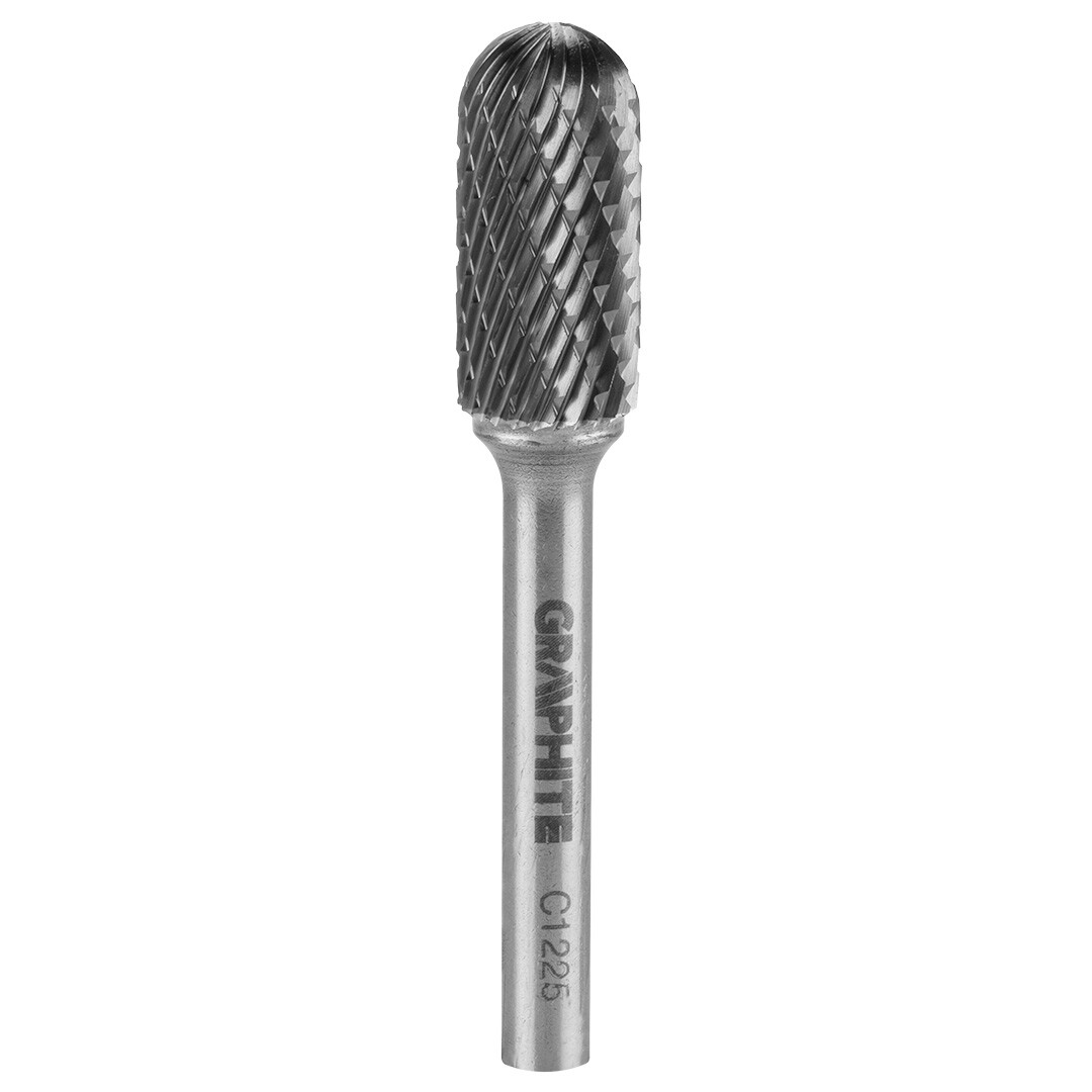 GRAPHITE HM fréza na rezanie kovov, typ C (špirálová, zaoblená), 12 x 25 mm, stopka 6 x 45 mm 55H361