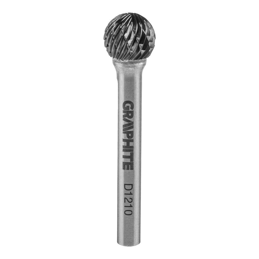 GRAPHITE HM kovová čelná fréza, typ D (guľová), 12 x 10 mm, stopka 6 x 45 mm 55H362