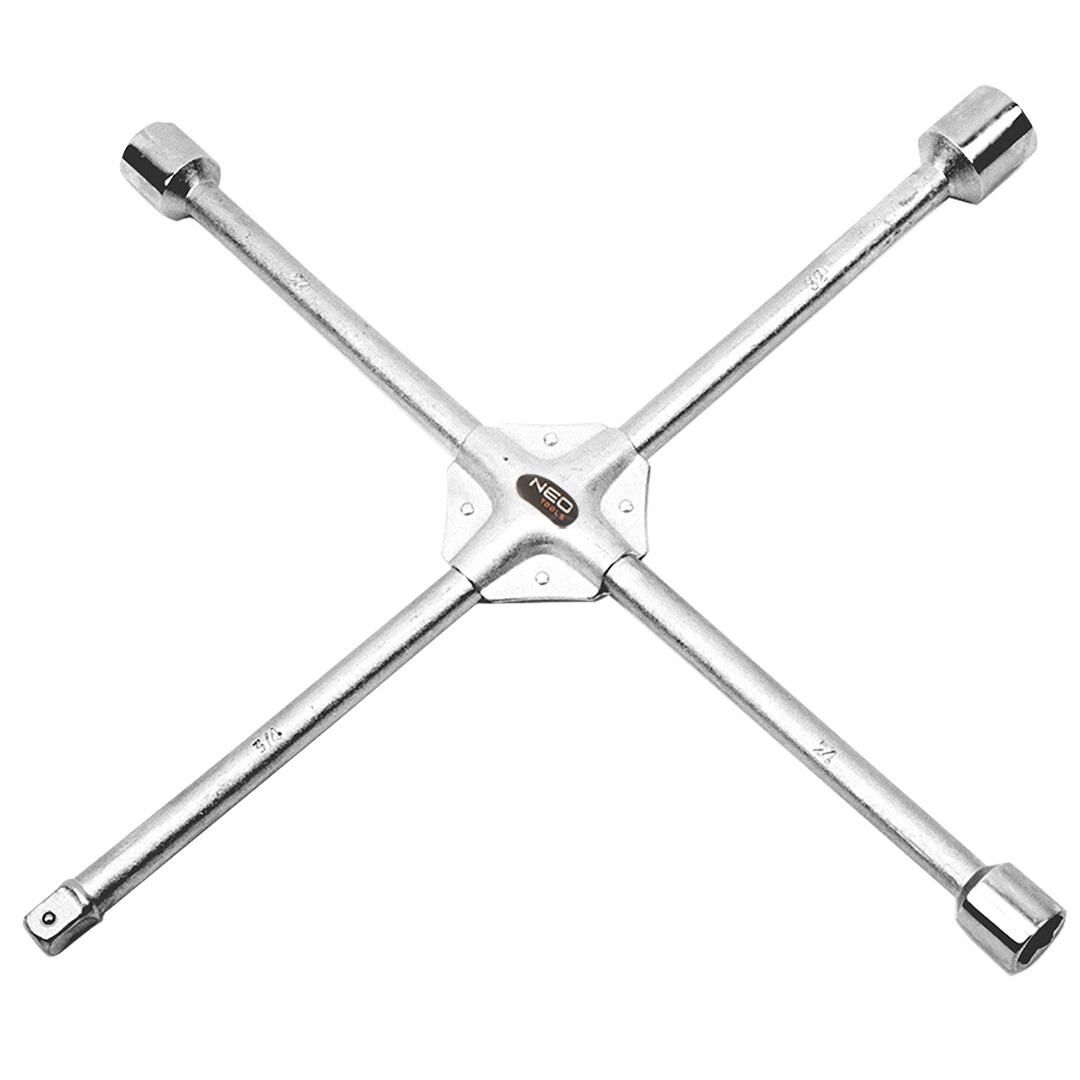 NEO TOOLS Kľúč na kolesá, krížový spevnený, 17 x 19 x 22 x 1/2