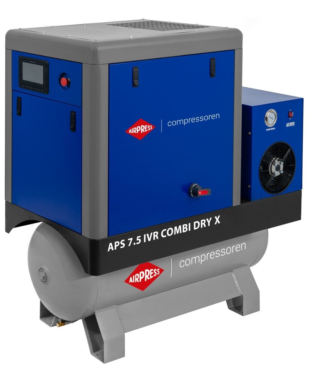 Skrutkový kompresor APS 7,5 IVR Combi Dry X 10 bar 7,5 KM/5,5 kW 170-760 l/min 200 l