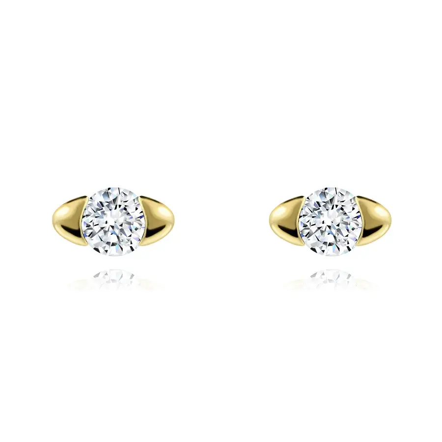 Zlaté náušnice 14K s čírym zirkónom