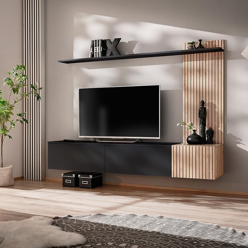 Obývacia stena Solo Zhj Sl Čierna/Hickory Jackson