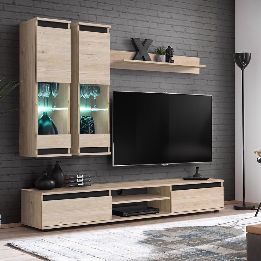 Obývacia stena Modo Hjz Md Hickory Jackson/Čierna