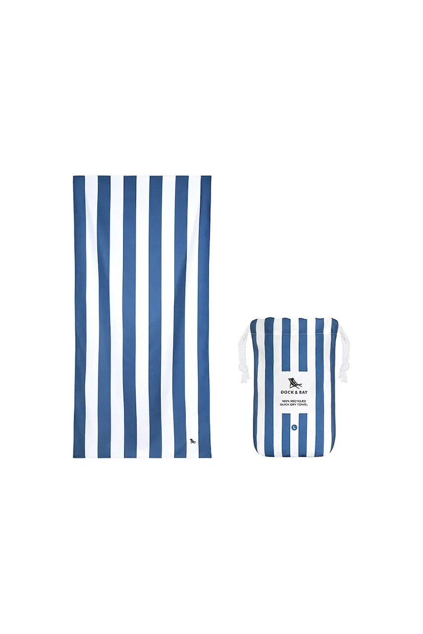 Rýchloschnúci plážový uterák Dock & Bay Whitsunday Blue 160 x 90 cm tmavomodrá farba