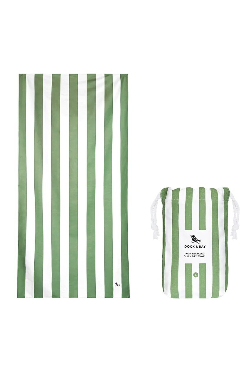 Rýchloschnúci plážový uterák Dock & Bay Cayman Olive 200 x 90 cm zelená farba