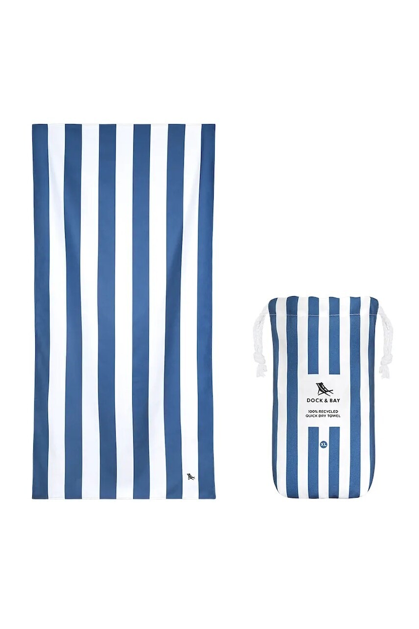 Rýchloschnúci plážový uterák Dock & Bay Whitsunday Blue 200 x 90 cm tmavomodrá farba