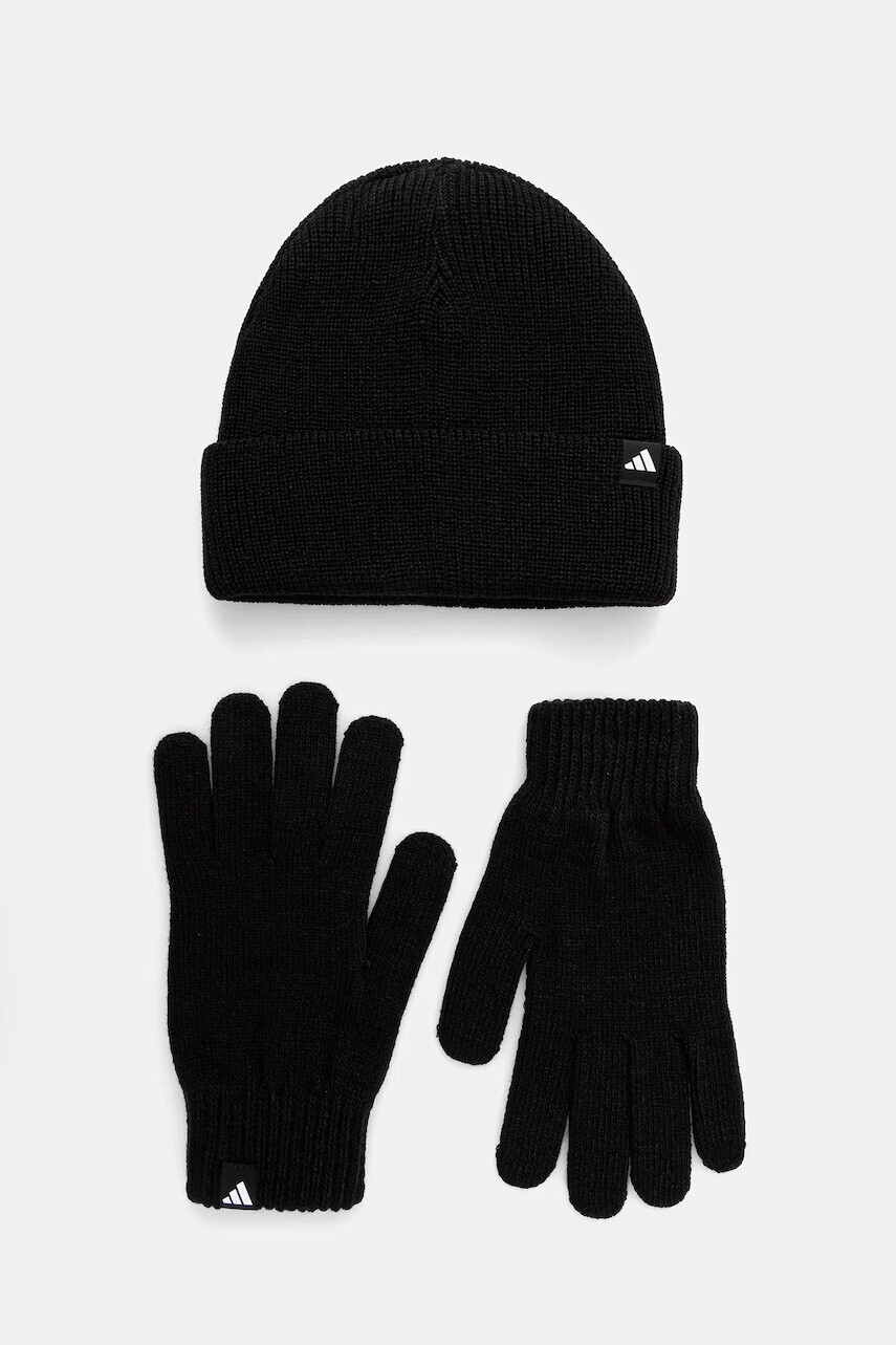 Čiapka a rukavice adidas Glove Beanie čierna farba, JN9443
