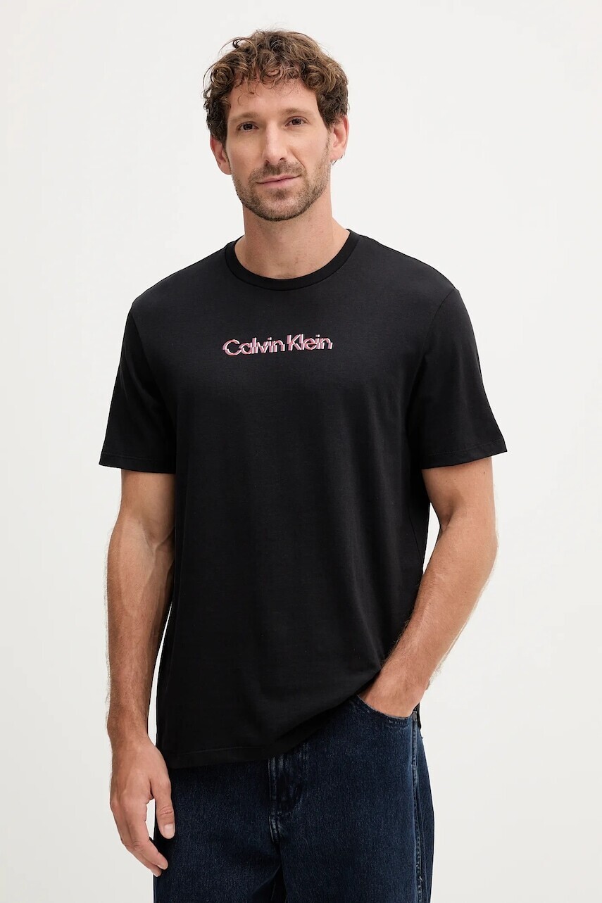 Bavlnené tričko Calvin Klein Jeans pánske, čierna farba, s potlačou, LV04RC858G