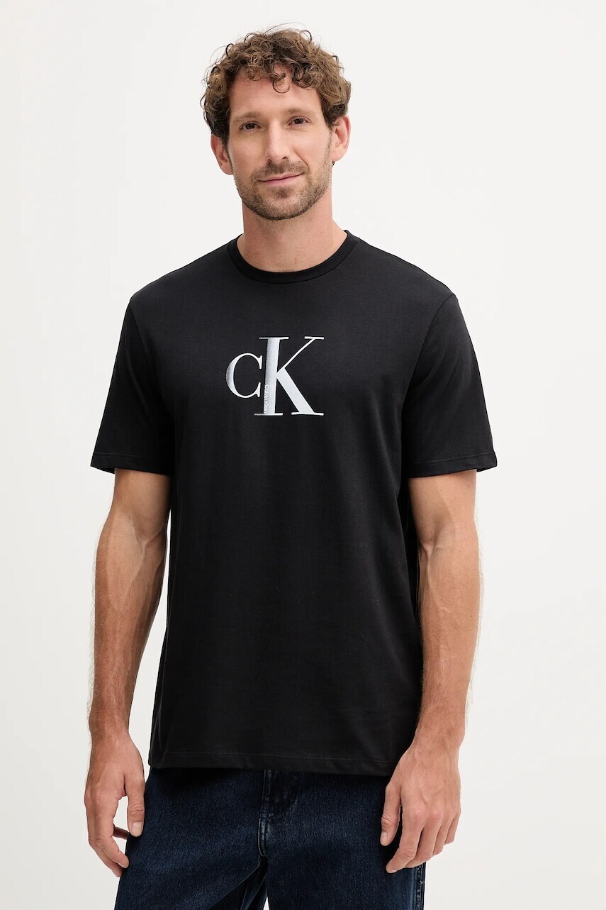 Bavlnené tričko Calvin Klein Jeans pánske, čierna farba, s potlačou, LV04RC857G