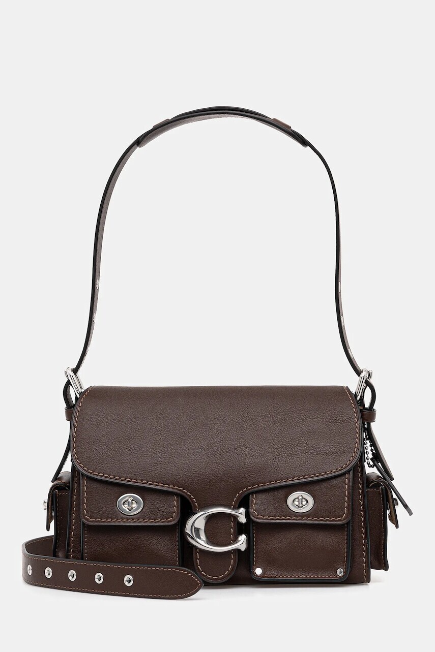 Kožená kabelka Coach Cargo Turnlock Soft Tabby hnedá farba, CU124
