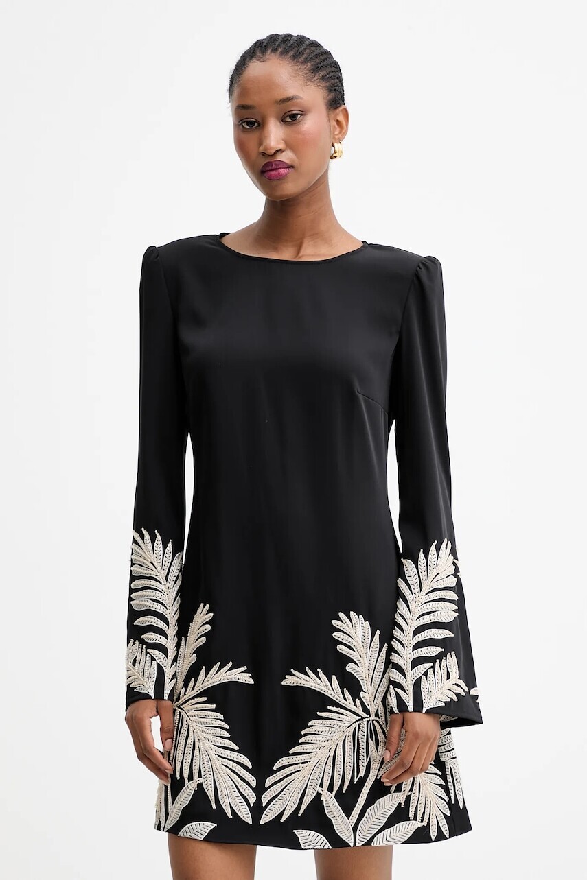 Šaty Guess ANGELE čierna farba, mini, rovný strih, W5YK10 WHCU2