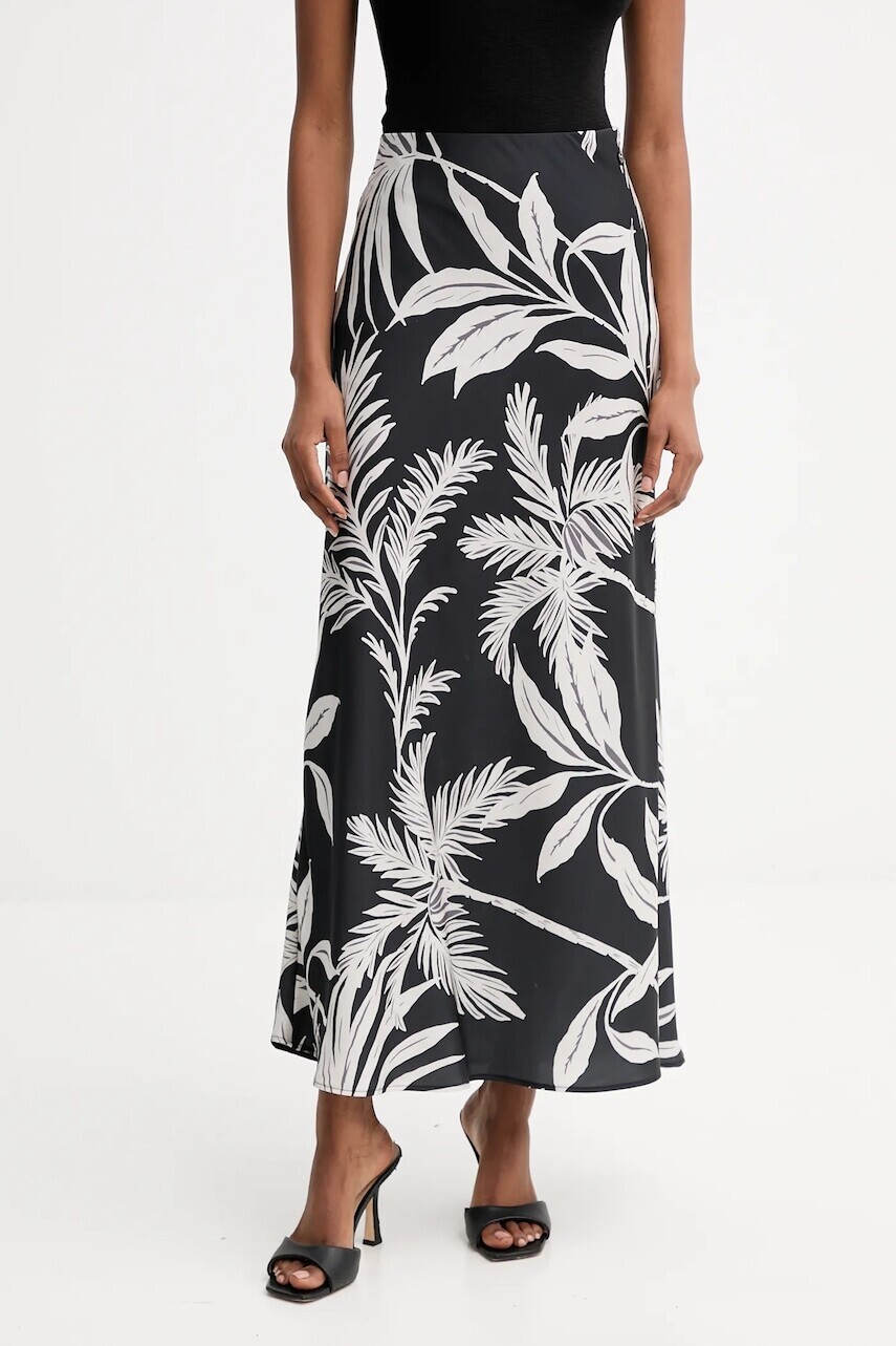 Sukňa Guess SIBILLA čierna farba, maxi, áčkový strih, W5YD55 WF1T2