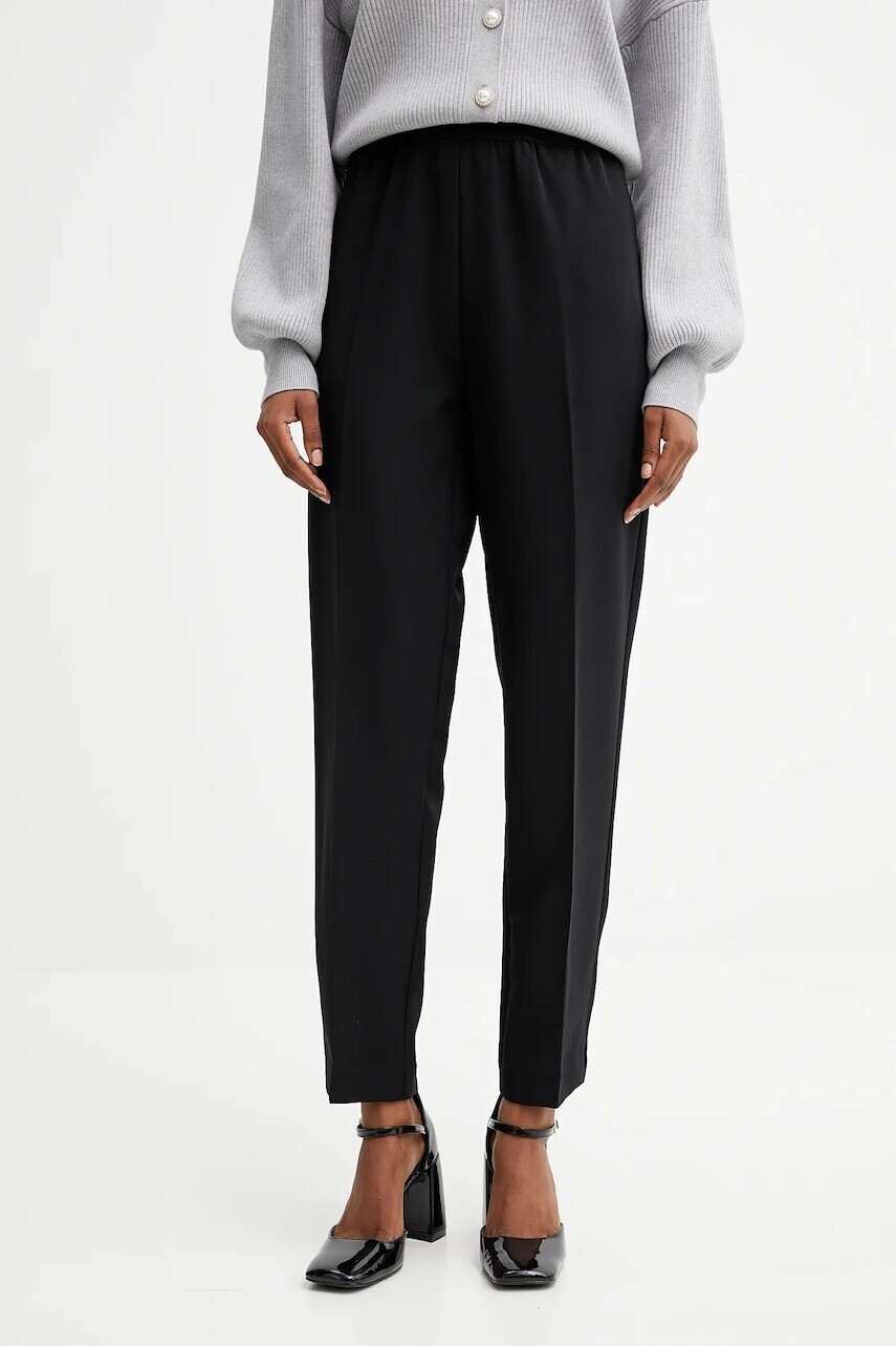 Nohavice Guess ROBERTA čierna farba, rovný strih, vysoký pás, W5YB01 WH9Y2