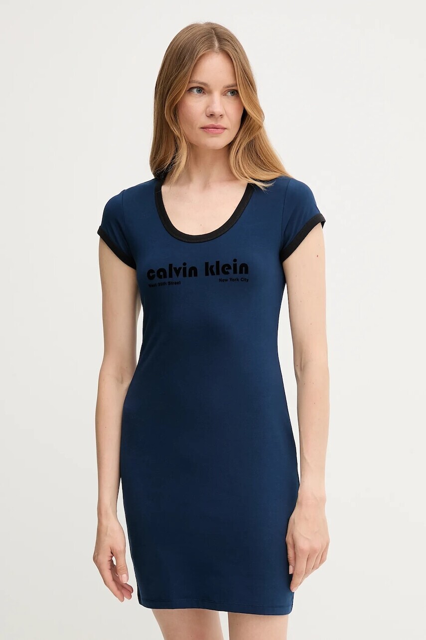 Šaty Calvin Klein Jeans tmavomodrá farba, mini, priliehavé, LV047C259G