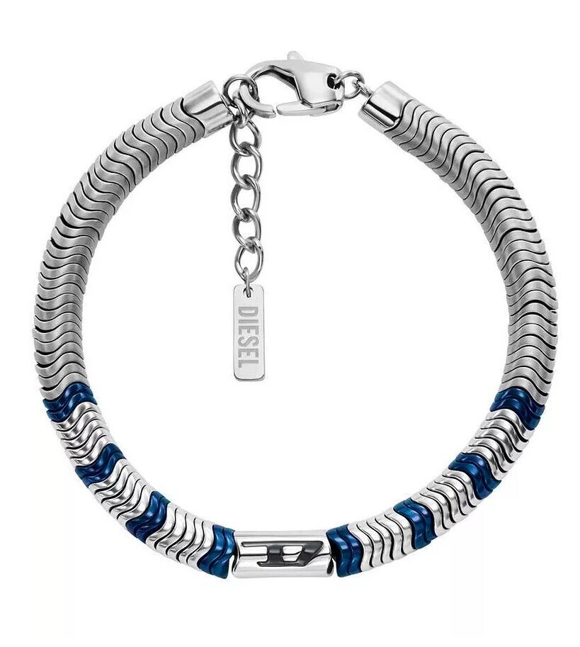 Diesel Pánsky oceľový bicolor náramok s hematitom DX1572931