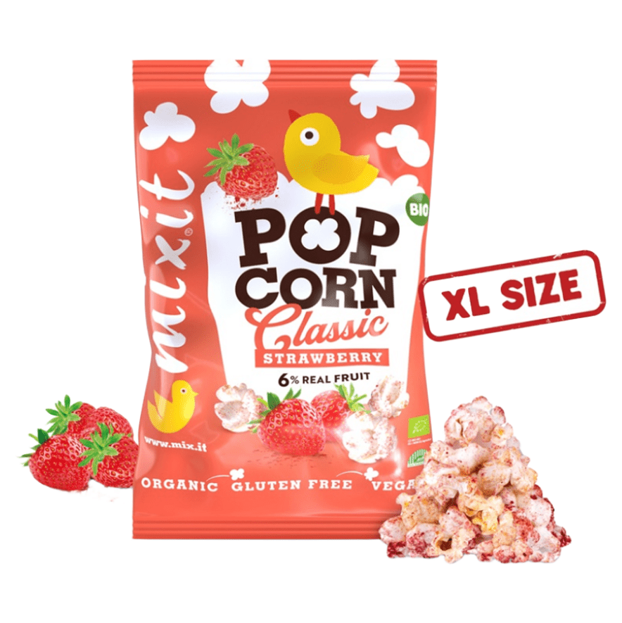 MIXIT Veľký popcorn jahoda BIO 75 g