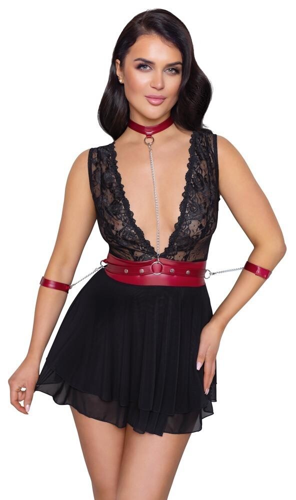 Cottelli Bondage Babydoll - čierna: L