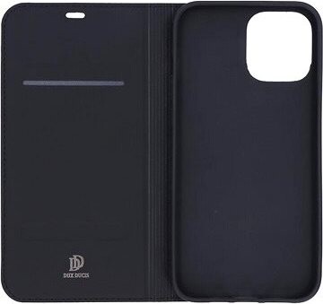 DUX DUCIS Skin Pro flipové kožené puzdro na iPhone 12 Pro Max Čierna