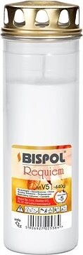 BISPOL cintorínska lampička requiem lisovaný vosk plast biela 120 h