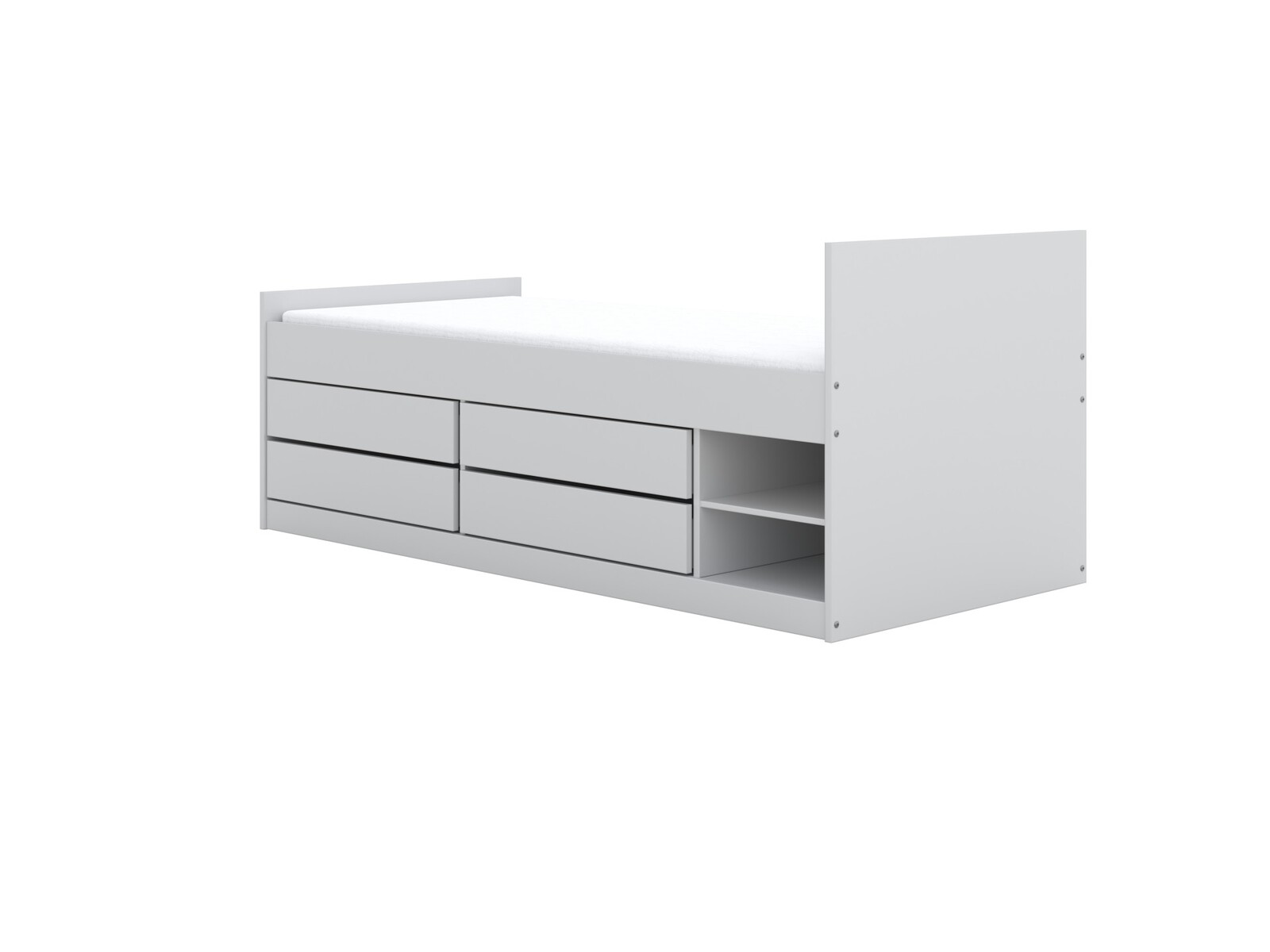 Dětská postel Leon 200x90 cm s matrací a zásuvkami bílá