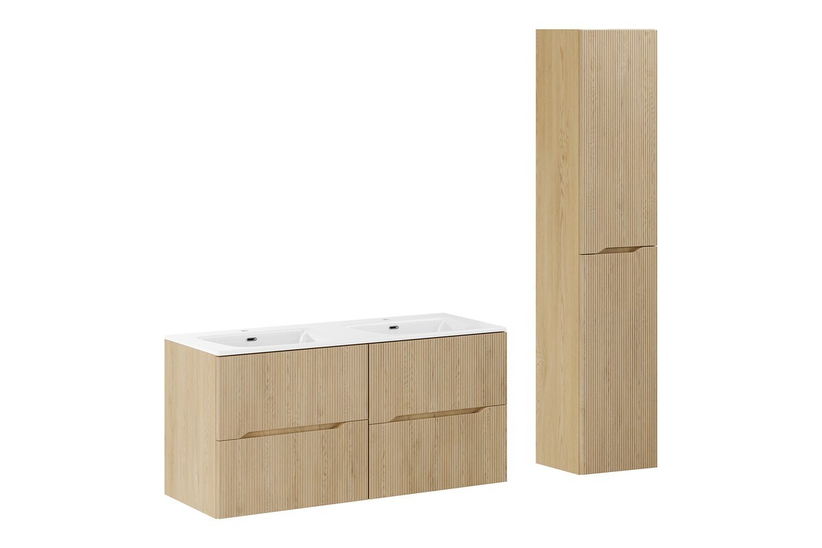 Koupelnová sestava Nordic se skříňkami a zápustnými umyvadly 120 cm dub cremona