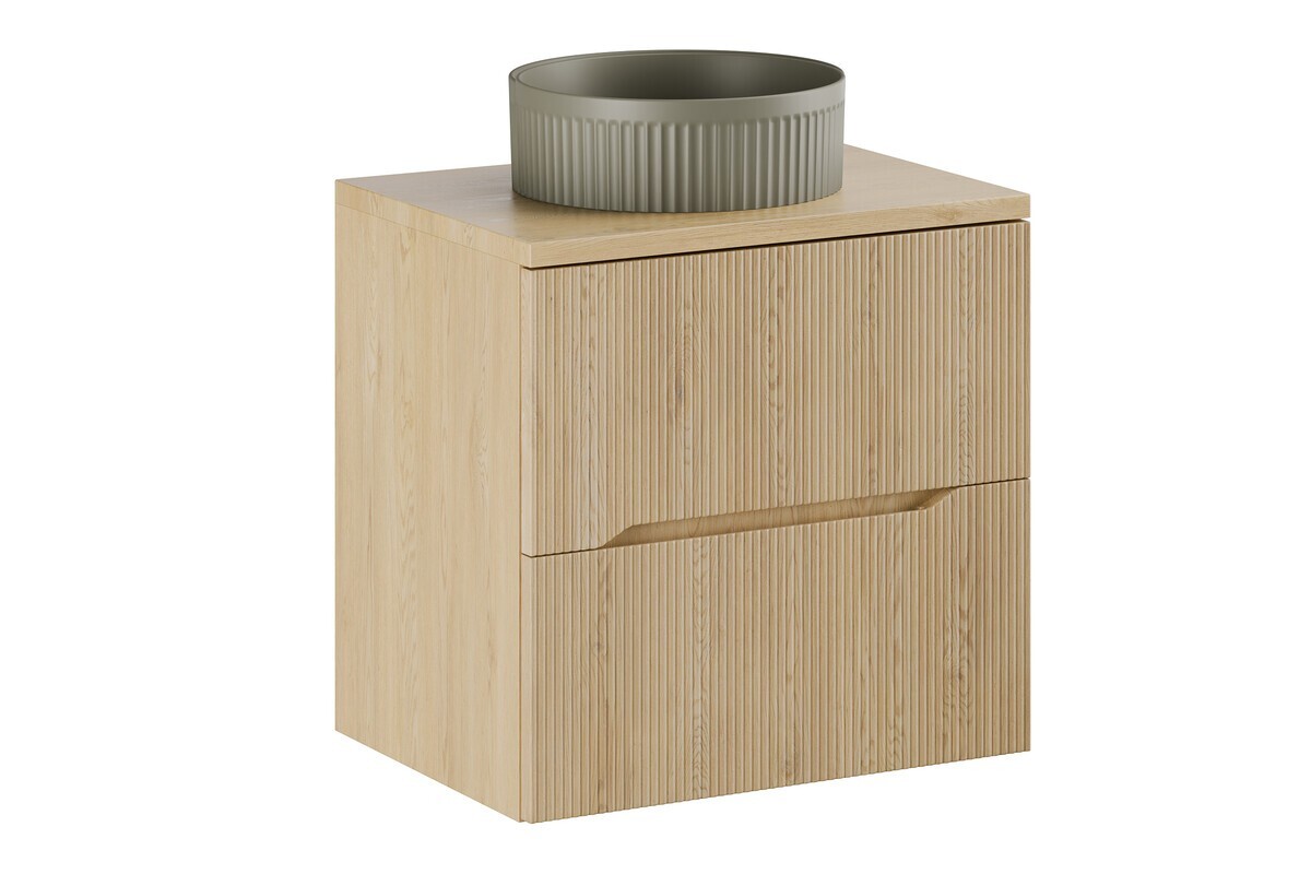 Závěsná skříňka Nordic Beyond s deskou a umyvadlem 60 cm dub cremona