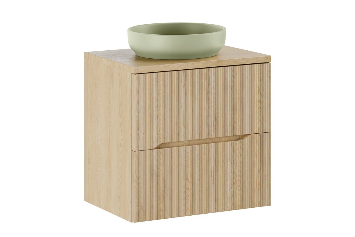 Závěsná skříňka Nordic River s deskou a umyvadlem 60 cm dub cremona