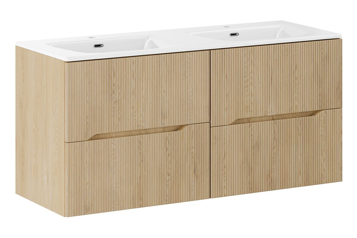 Závěsná skříňka Nordic Sky se zápustnými umyvadly 120 cm dub cremona