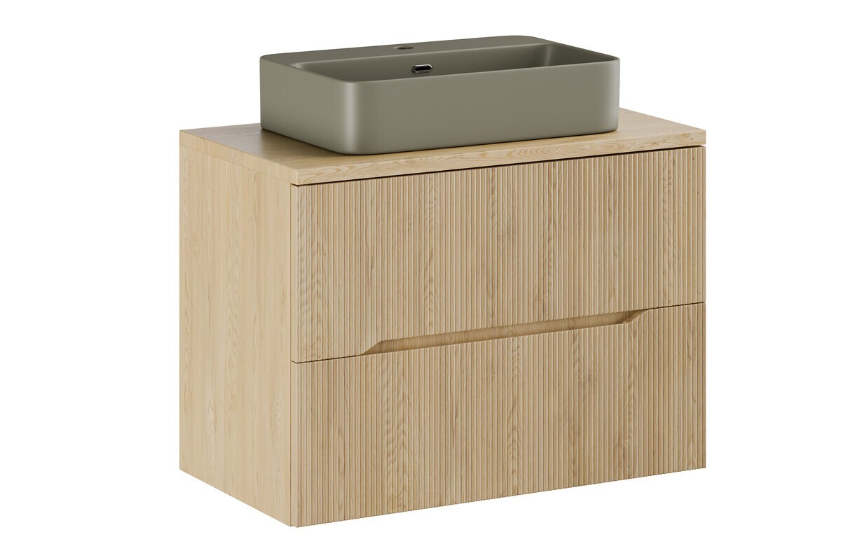 Závěsná skříňka Nordic Trust s deskou a umyvadlem 80 cm dub cremona