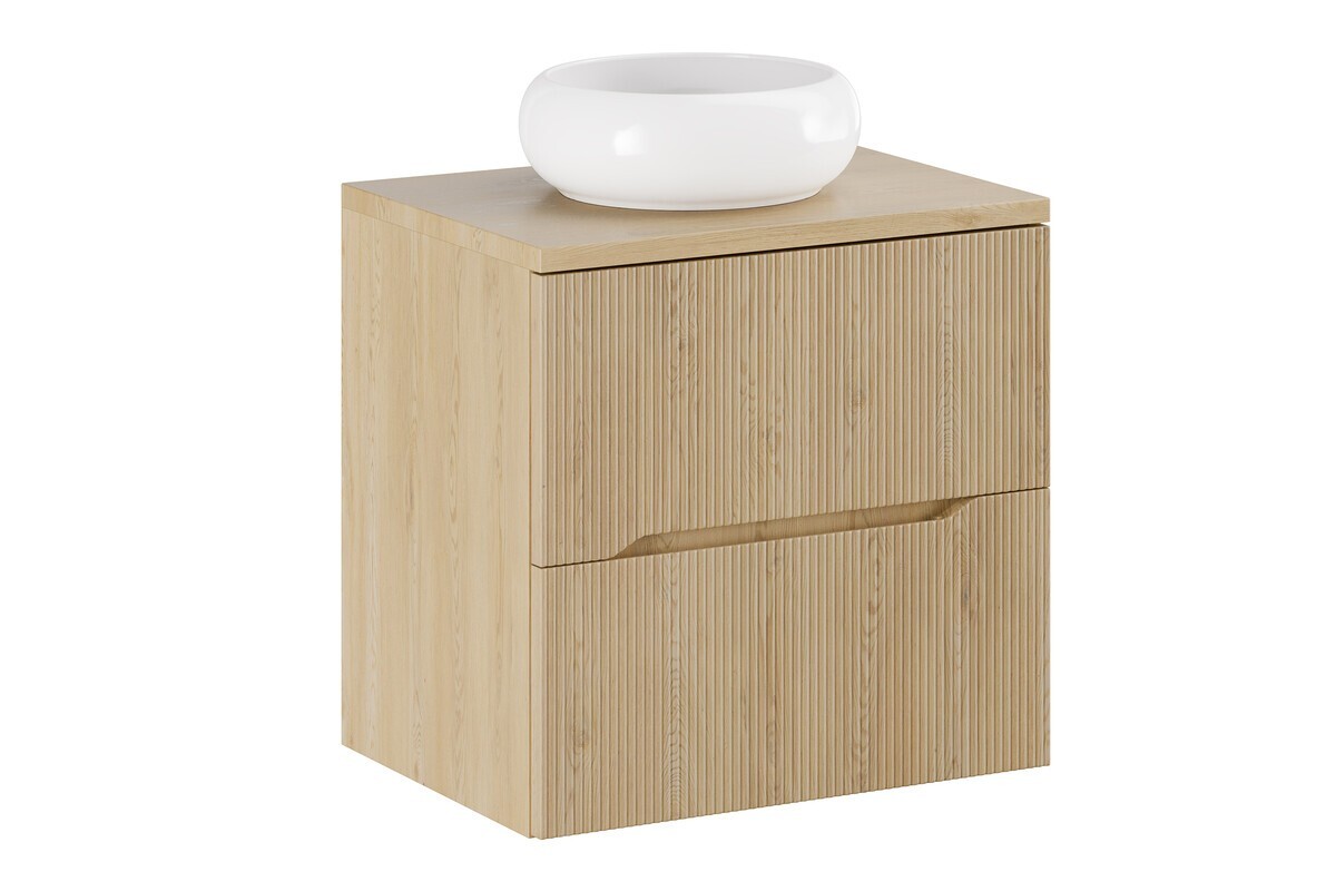 Závěsná skříňka Nordic Wiki s deskou a umyvadlem 60 cm dub cremona