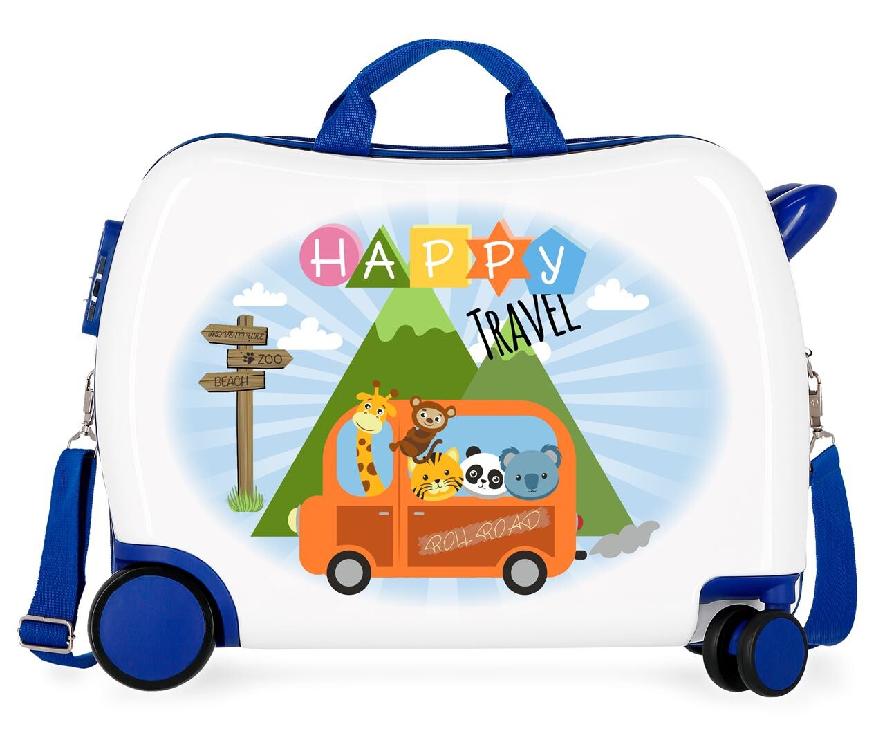 Roll Road Detský kufor na kolieskach - odrážadlo - Happy Travel