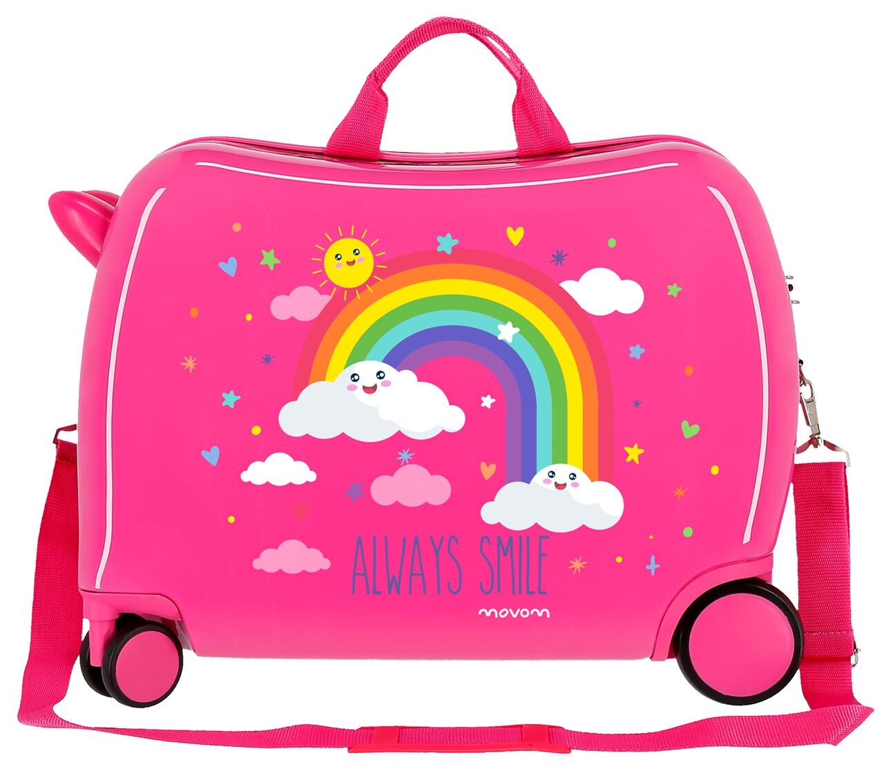 JOUMMABAGS Detský kufor na kolieskach - odrážadlo - Movom - RAINBOW ALWAYS SMILE   - 34L