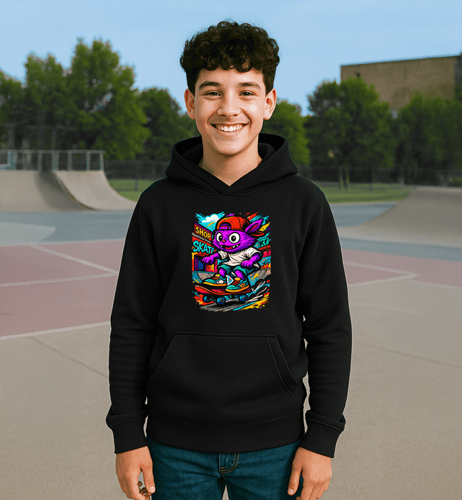Skateboarder mikina čierna - Labubu figure - 5XS (116)