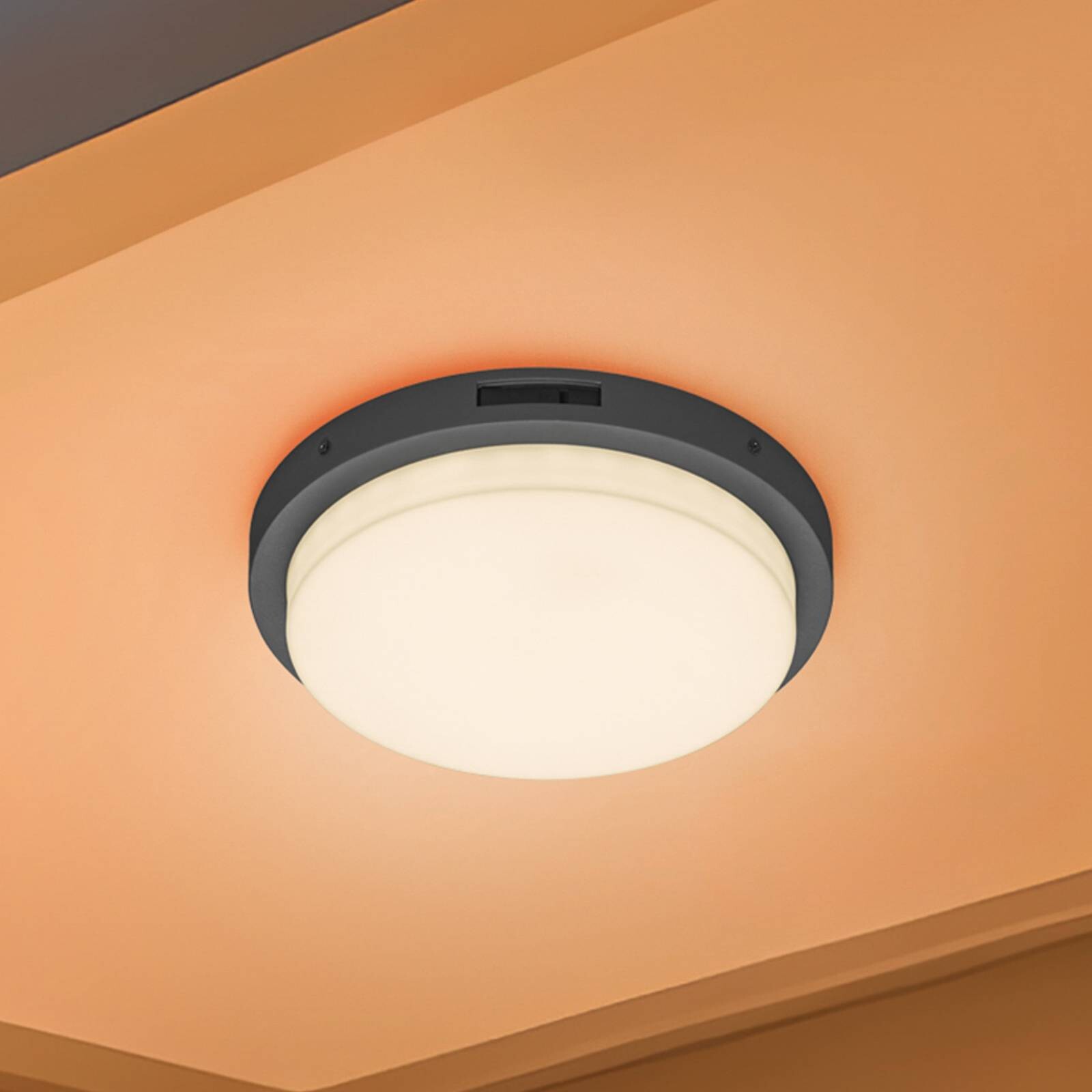 LED vonkajšie nástenné svietidlo Bermejo, okrúhle, senzor, CCT, antracitová