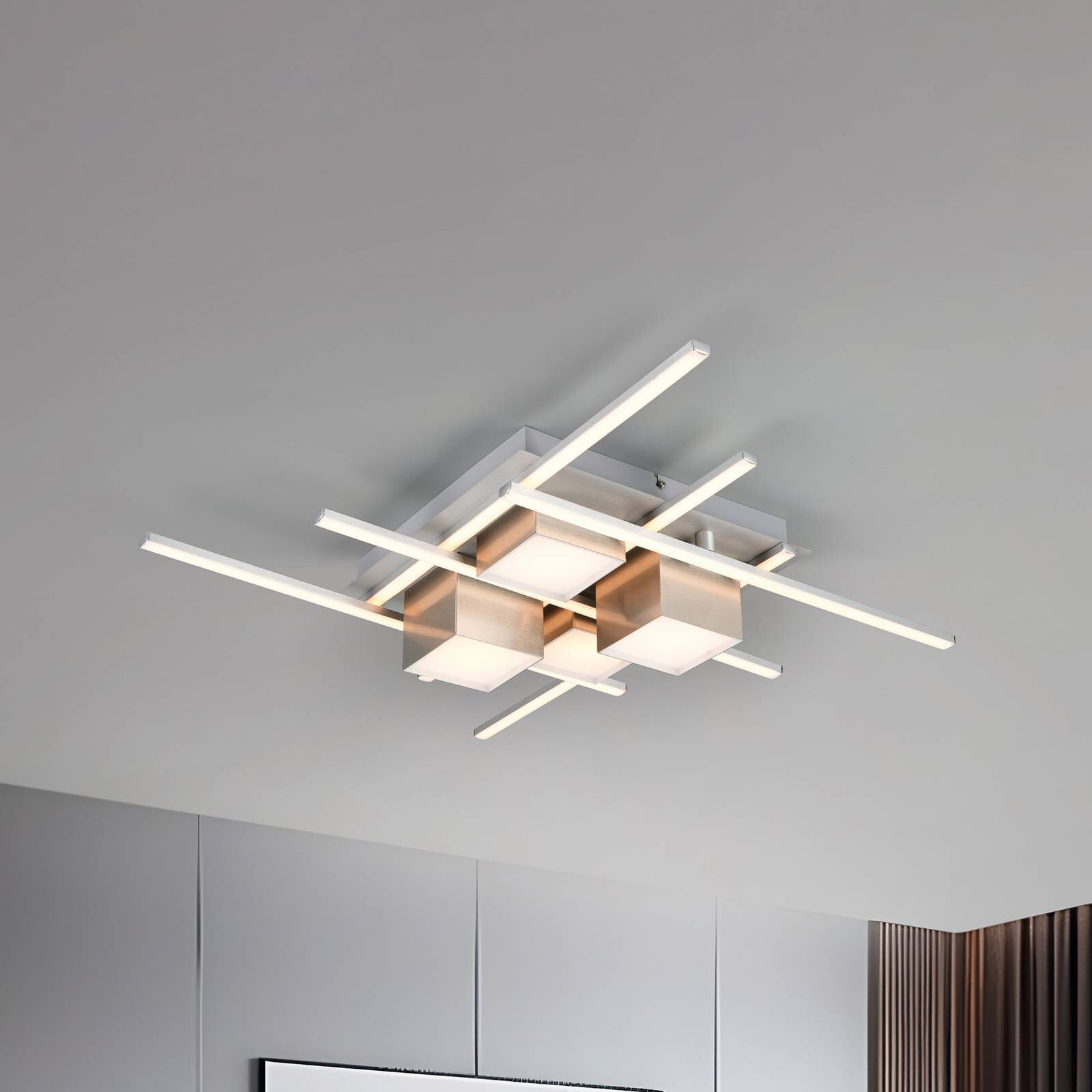 Stropné LED svetlo Roger, coffee, kov, CCT, diaľkové ovládanie