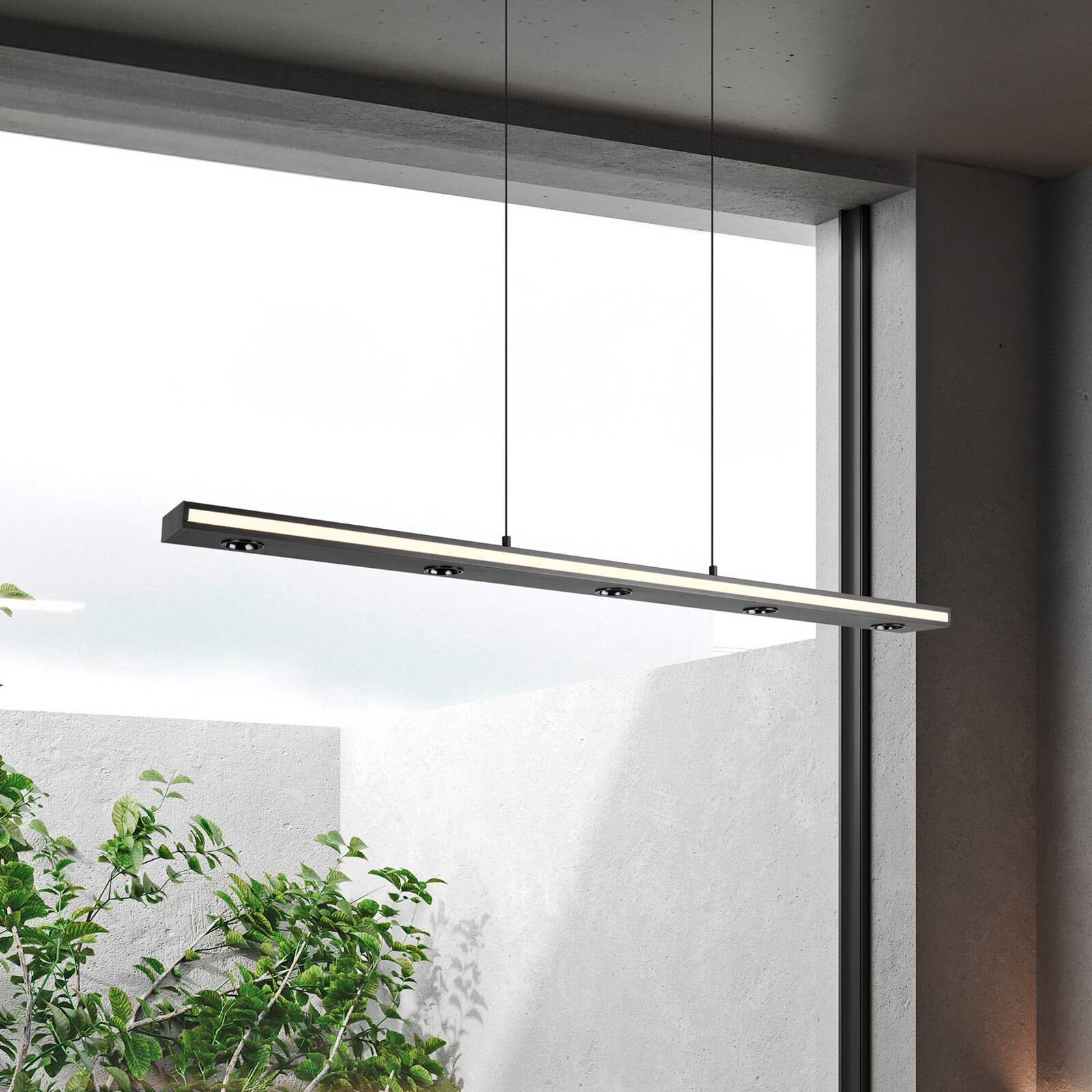 LED závesné svietidlo Graham, čierne, kovové, up/down, CCT, stmievač