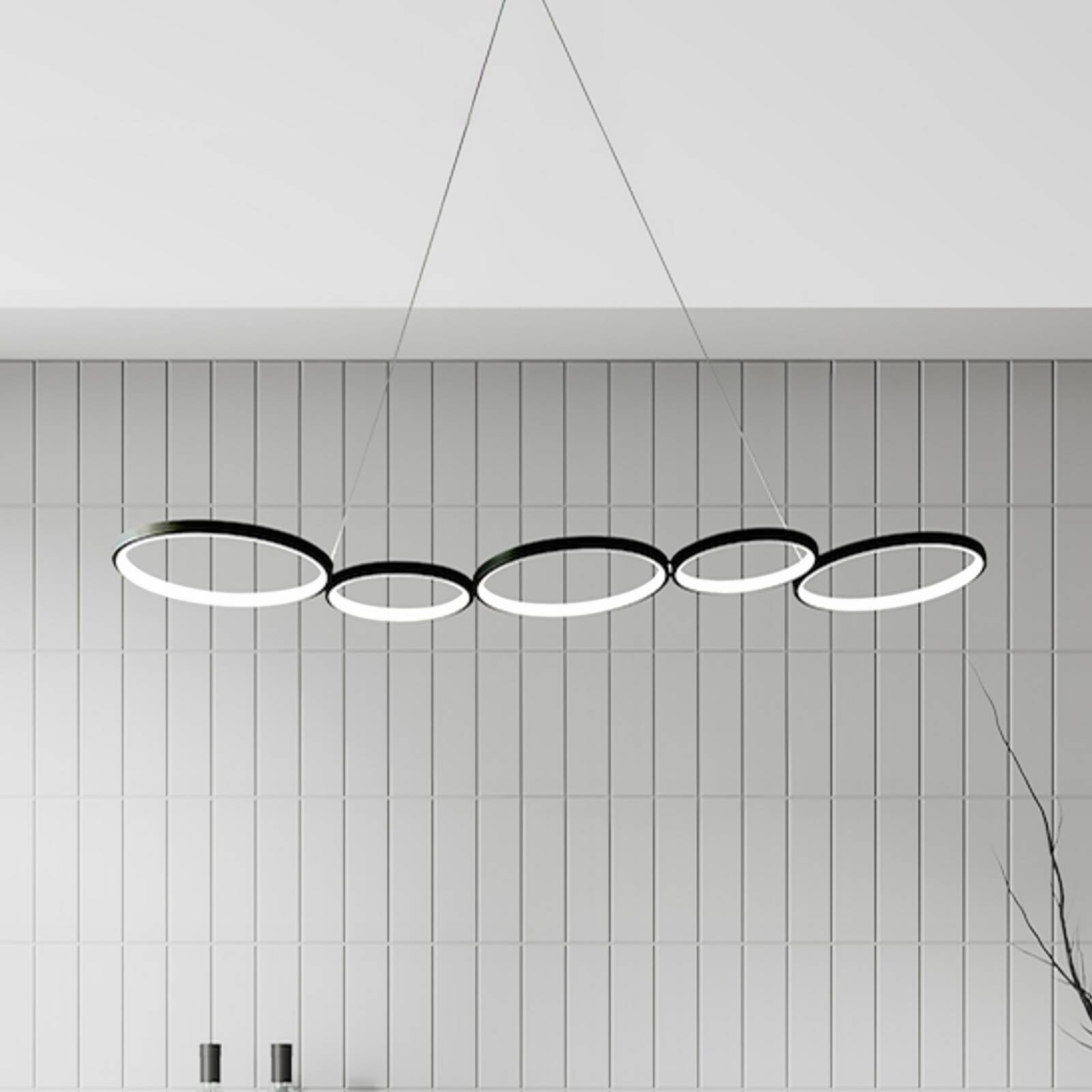 LED závesné svietidlo Olympia, kov, čierne, 4 000 K