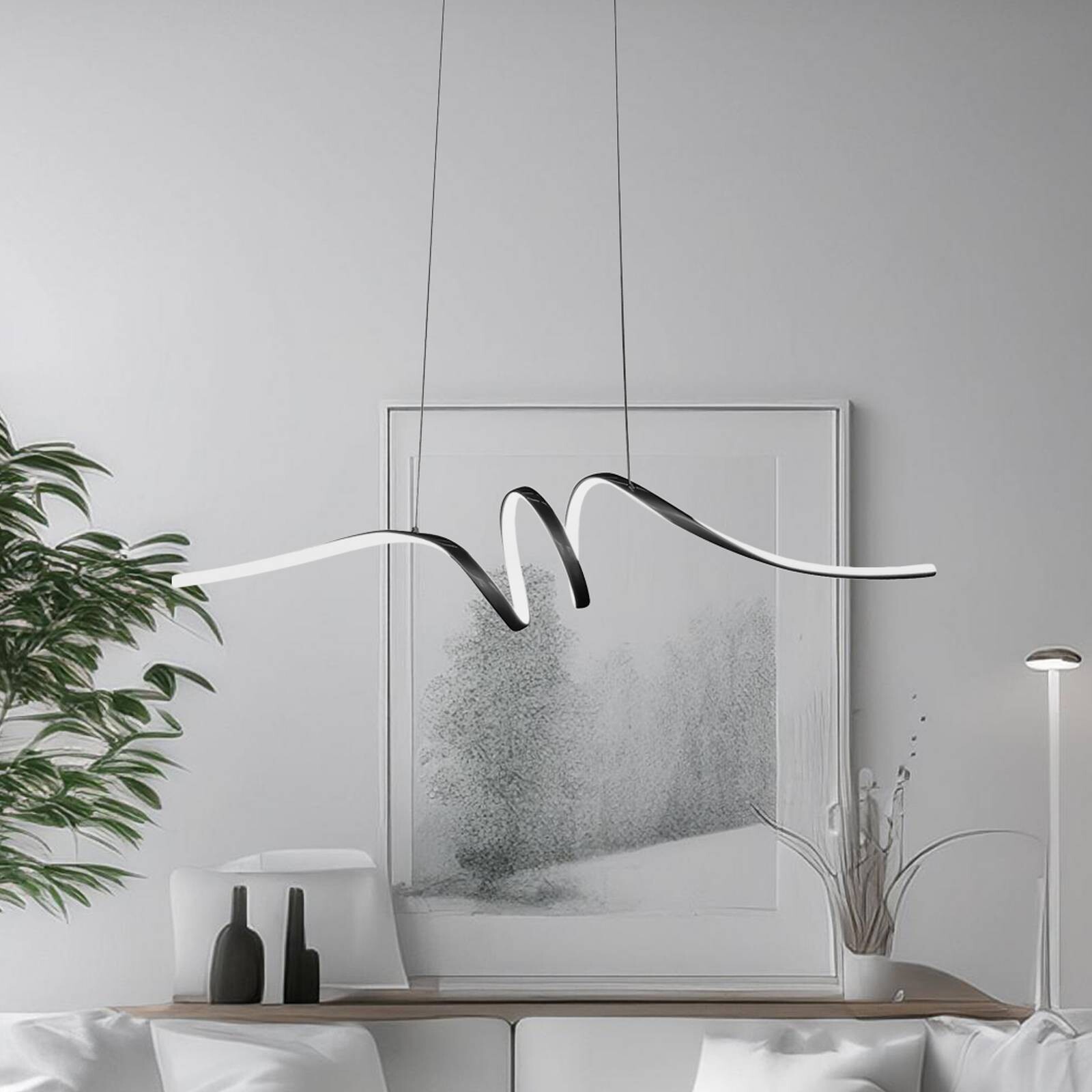 LED závesné svietidlo Loop, kov, čierna-chróm, 4 000 K