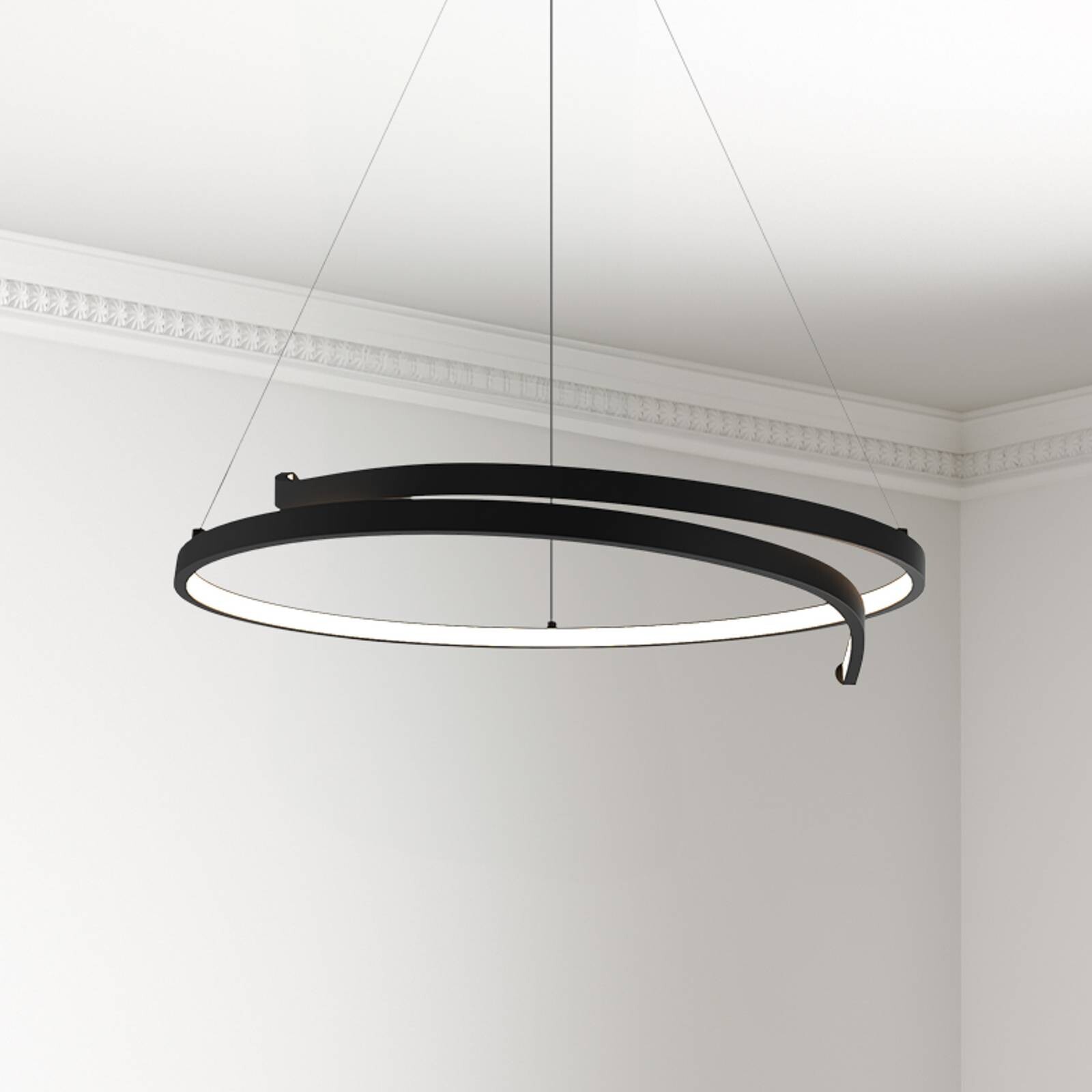 LED závesné svietidlo Lorenzo, kov, čierne, 4 000 K