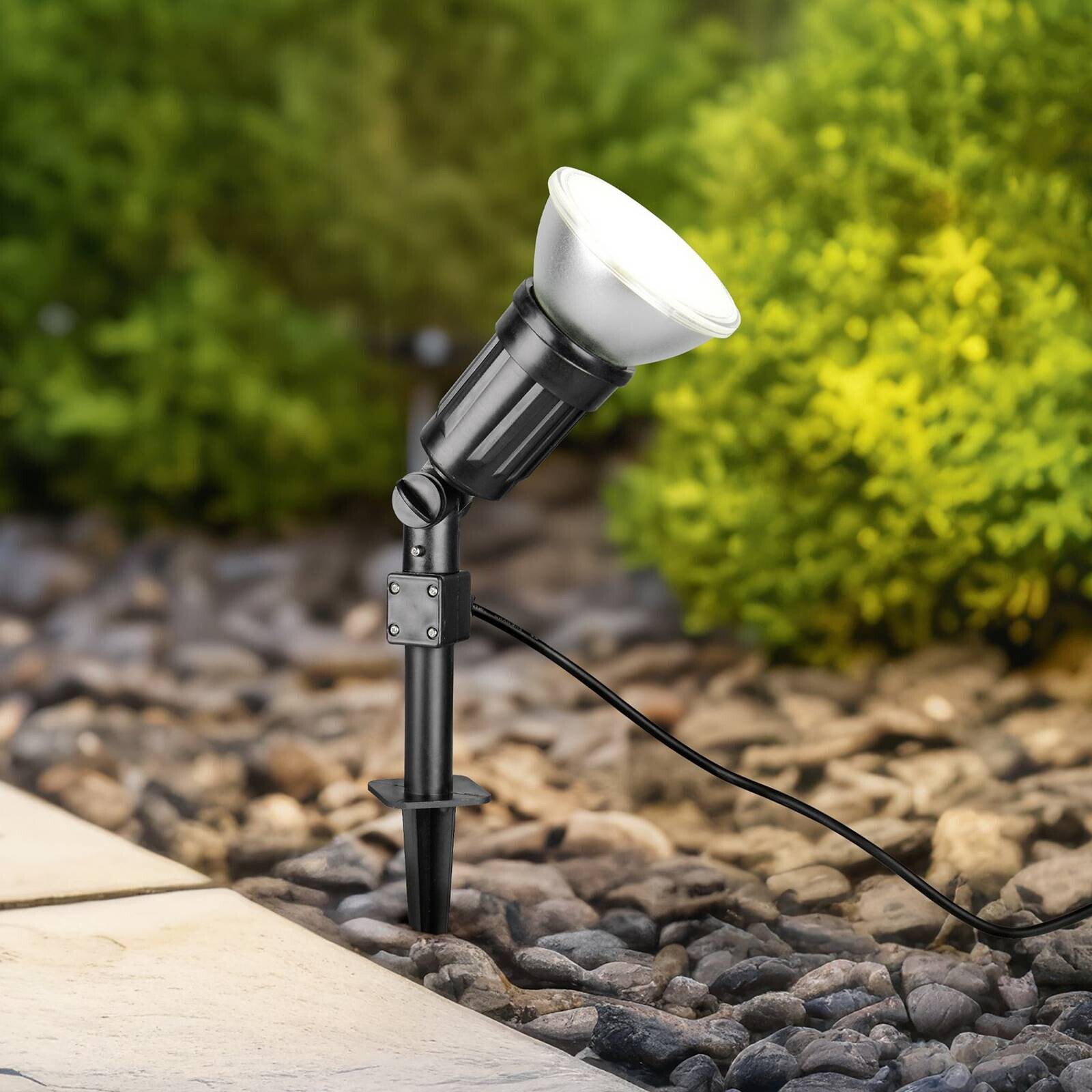 Exterierove bodove svetla Caceres, čierne, plast, IP44, naklápateľné