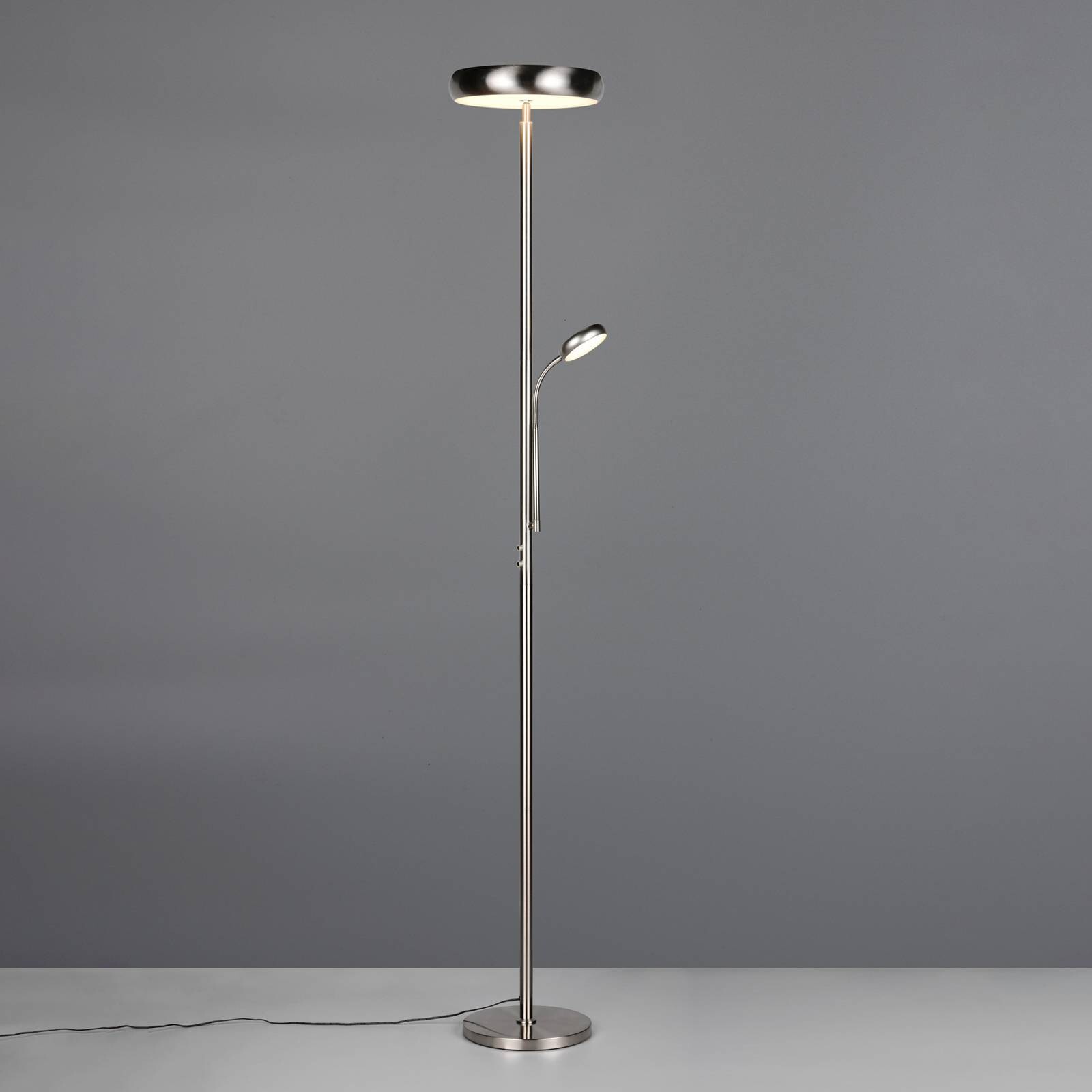 LED stojacia lampa Palermo, nikl matný, diaľkové ovládanie, pamäť
