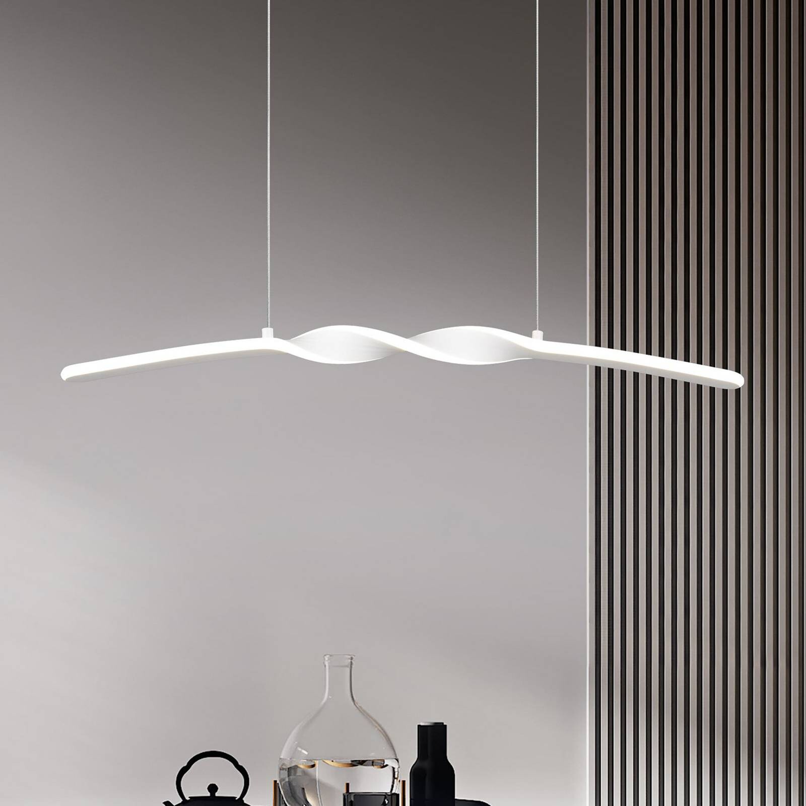 LED závesné svietidlo Ginko, biela matná, kov, dĺžka 79 cm