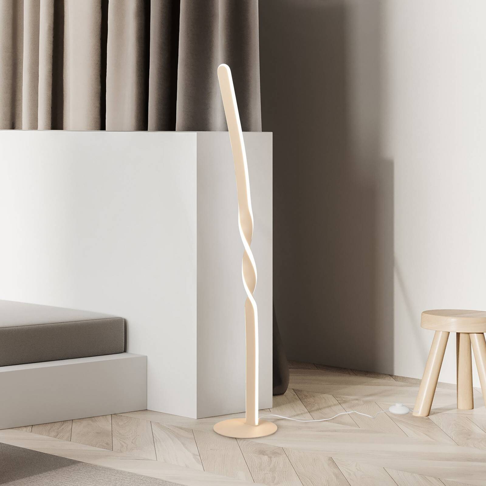 LED stojaca lampa Ginko, piesková, kov, výška 110 cm