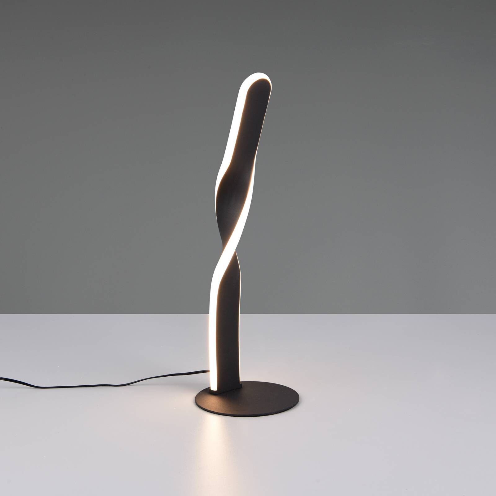 Stolová LED lampa Ginko, čierna matná, kov, výška 40,5 cm